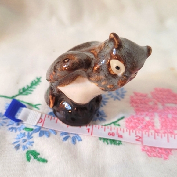 4/$26 Miniature Ceramic Owl Figurine with Brown & Blue Glaze - Picture 6 of 6